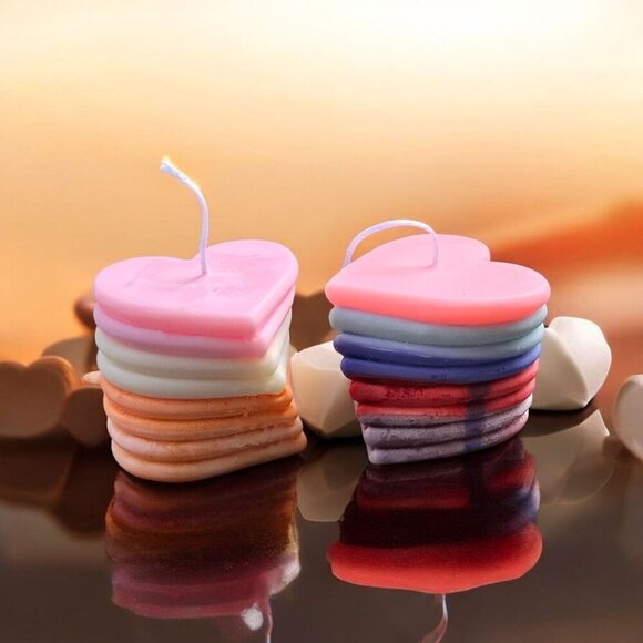 Heart-Shaped ✦ Soy Wax Candles ✦ Purification Scent Ritual Pair Handmade NWT - Picture 1 of 6